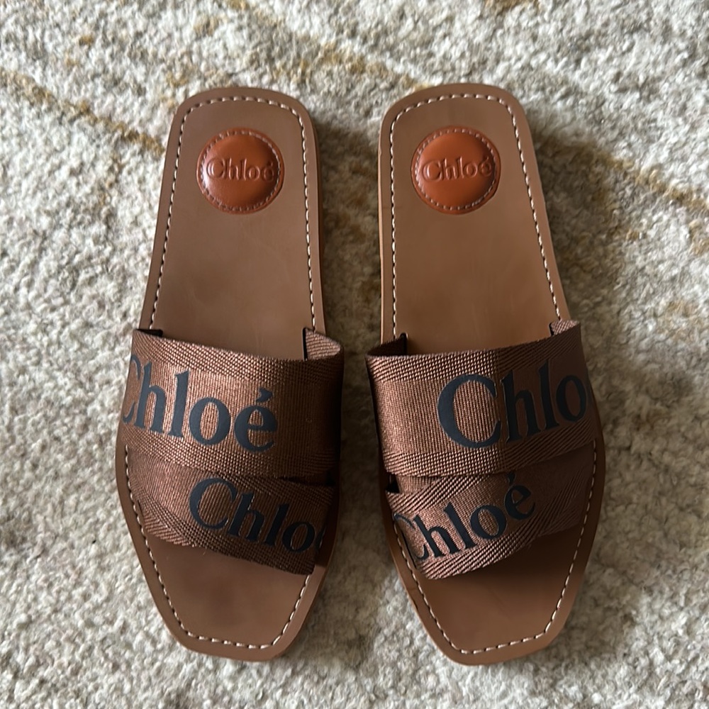 Chloe Woody Flat Mules / Sandals EU 39 US 9 Brown